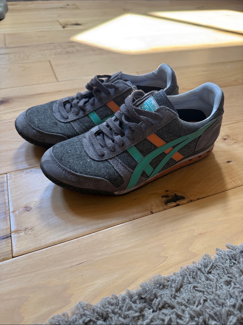 Onitsuka Tiger by Asics Gray Sneakers with Teal & Orange Stripes